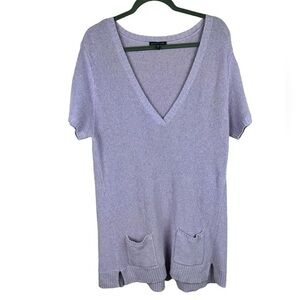 Eileen Fisher women’s purple lilac short sleeve wool silk blend tunic top XL